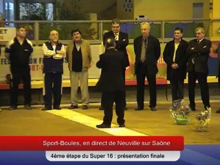 Présentation  Finale Super 16, Neuville sur Saône 2013, Sport-Boules