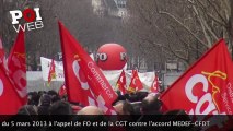 La manifestation parisienne FO-CGT du 5 mars 2013 contre l'accord MEDEF-CFDT