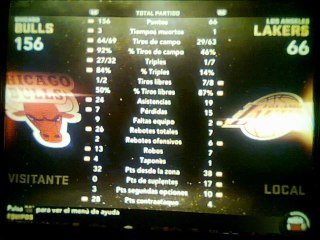 Nba 2k11 ps3 Estadísticas Chicago Bulls 156_ La Lakers 66