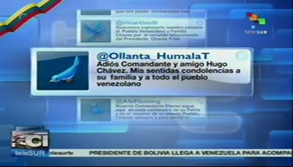Expresan en redes sociales tristeza por muerte de Chávez