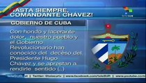 Gobierno de Cuba expresó condolencias por muerte de Chávez