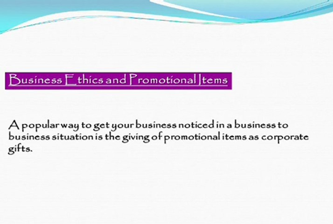 Business Ethics and Promotional Items