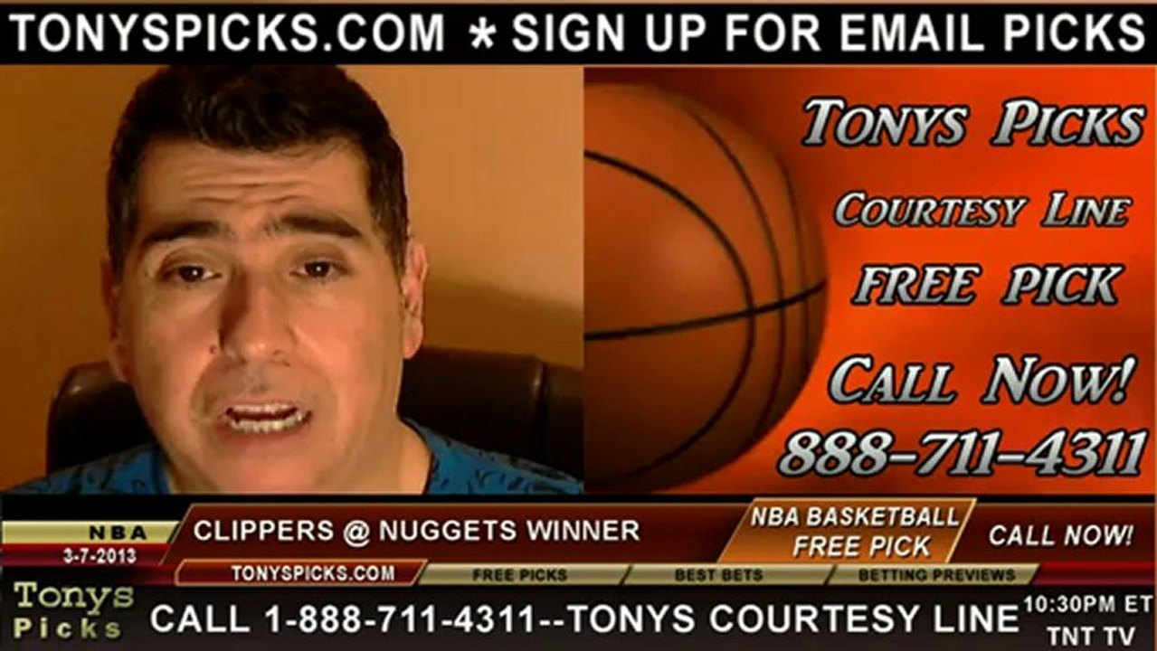Denver Nuggets versus LA Clippers Pick Prediction NBA Pro Basketball Odds Preview 3-7-2013