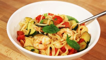 The Lighter Option: Prawn, Courgette And Tomato Linguine
