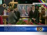 Rafael Correa rinde homenaje a Hugo Chávez en Capilla Ardiente