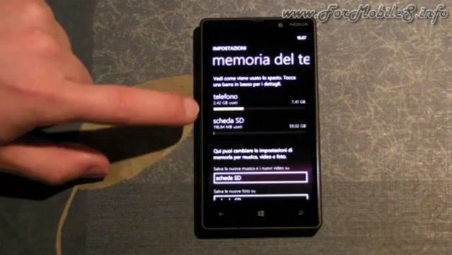 Nokia Lumia 820 giallo - Demo compatibilità microSDXC (Kingston 64 GB)