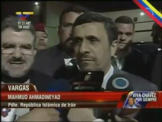 Presidente de Irán llega a Venezuela para funeral de Chávez