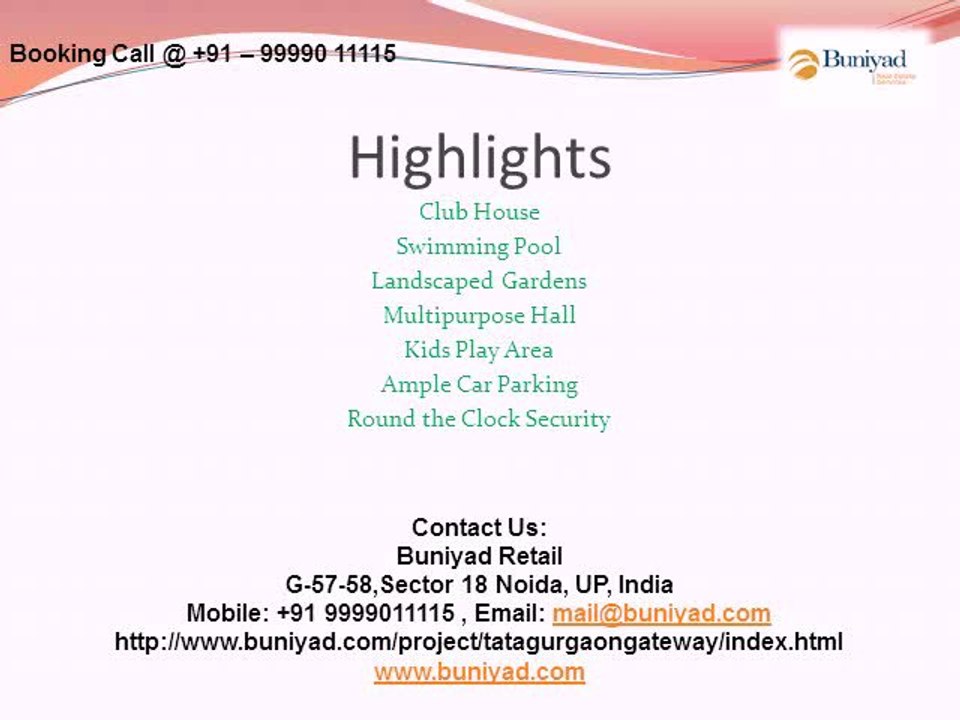 Buniyad Offers Tata Gurgaon Gateway 2/3 Bhk Apartments