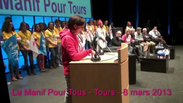 Anne-Claude Girard, porte-parole du Collectif des Adoptés pour l'Enfance - Meeting de la Manif Pour Tous à Tours le 8 mars 2013