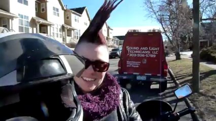 Hot Mohawk Motorcycle Girl on her Army bike - VF500 interceptor (HD)