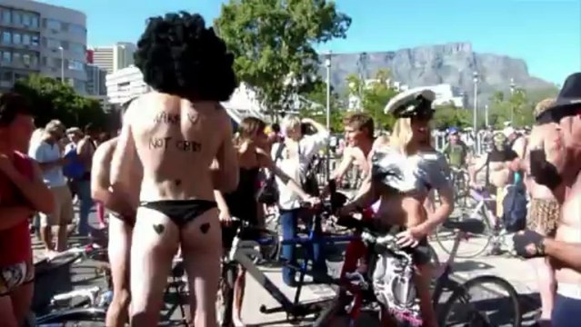 Cape Town cyclists strip off for cycling safety