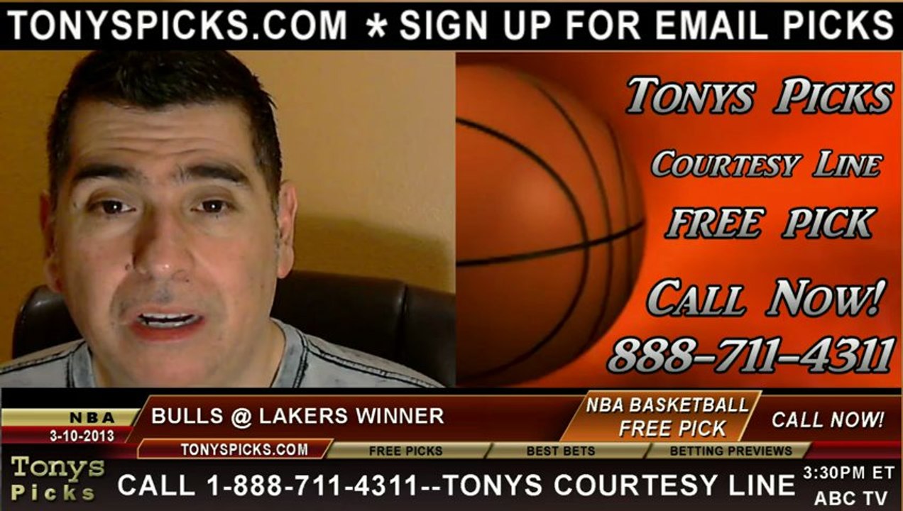LA Lakers versus Chicago Bulls Pick Prediction NBA Pro Basketball Odds Preview 3-10-2013