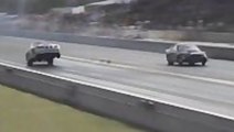 Drag Car Almost Flips Over