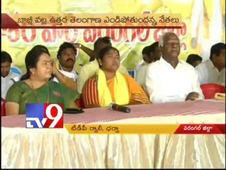 TDP leaders protested against Babli project in Warangal
