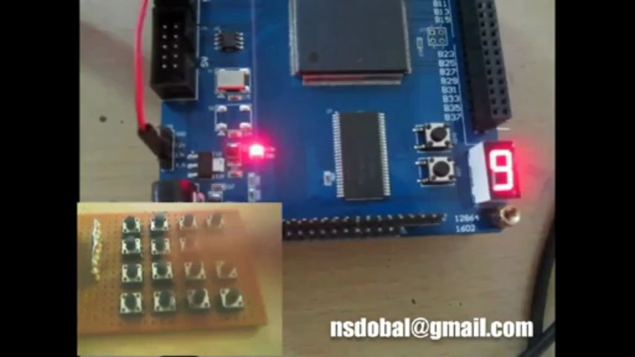 How to Interface 4x4 Keypad matrix & 7-segment Display with ALTERA FPGA device using Verilog HDL
