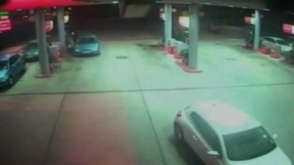 SHOCKING CCTV: Man wields large knife at petrol station