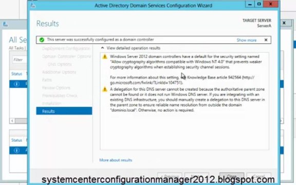 Instalar AD en Windows 2012 para System Center Configuration Manager 2012 SP1
