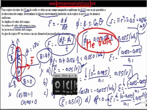 Examen Selectividad Fisica resuelto fuerza electromotriz Campo Magnetico variable