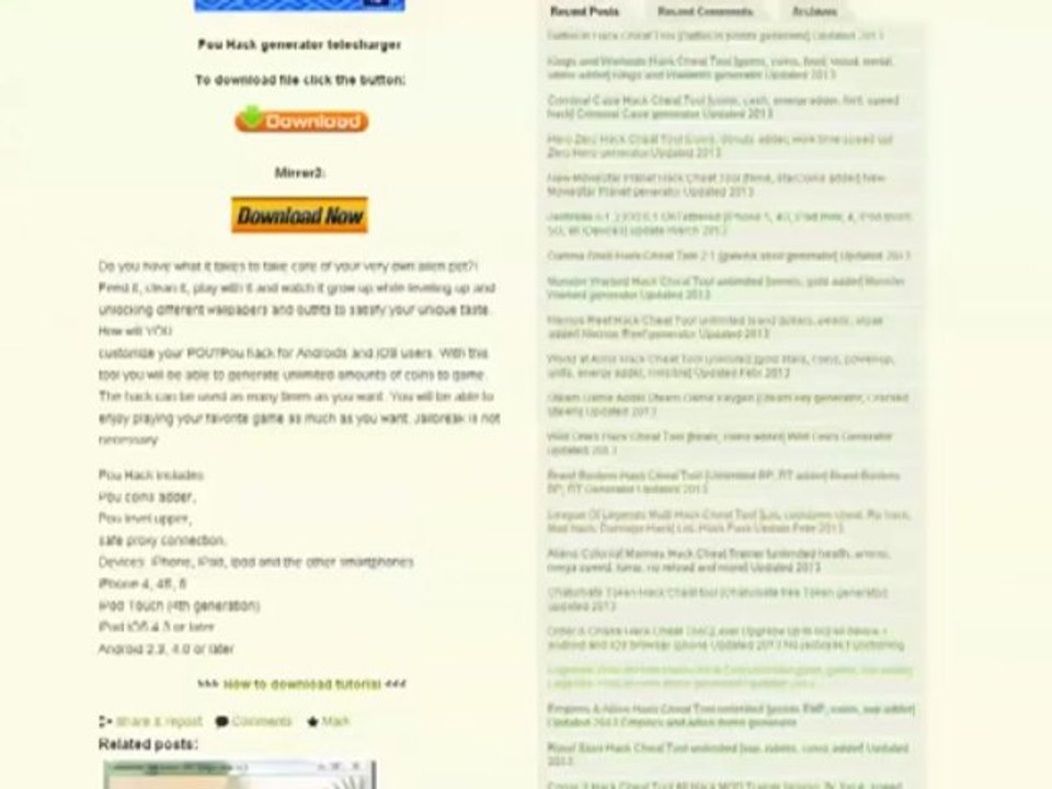 Pou Tool unlimited [level, coins adder] 2013 Pirater Hack » Cheat FREE DOWNLOAD