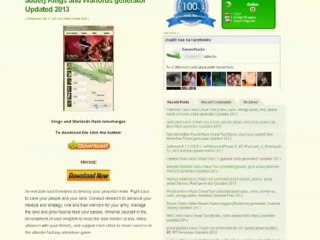 Kings and Warlords Tool 2013 Pirater Hack Ÿ Cheat FREE DOWNLOAD