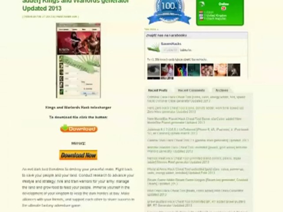 Kings and Warlords 2013 Pirater Hack Ÿ Cheat FREE DOWNLOAD