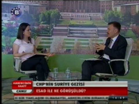 CHP Mersin Milletvekili Prof. Dr. Aytuğ Atıcı Kanal B’de Habercinin Saati Programına katılarak Suriye İzlenimlerini aktardı. (13.03.2013)