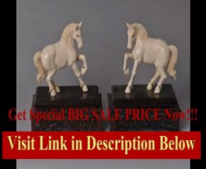 [BEST PRICE] Mammoth Ivory Figurine - Pair of Horses on a Teak Wood Base