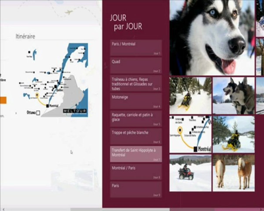 Application Meltour dans Windows 8