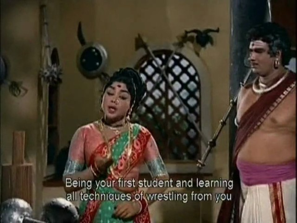 Saraswathi Sabatham Tamil Movie Scene - Gemini Ganesan Becomes A Wrestler