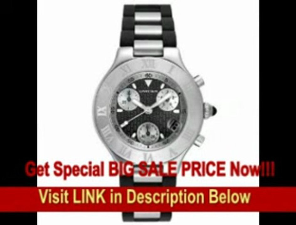 [FOR SALE] Cartier Men's W10125U2 Must 21 Chronoscaph Stainless Steel and Black Rubber Chronograph Watch