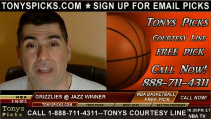 Utah Jazz versus Memphis Grizzlies Pick Prediction NBA Pro Basketball Odds Preview 3-16-2013