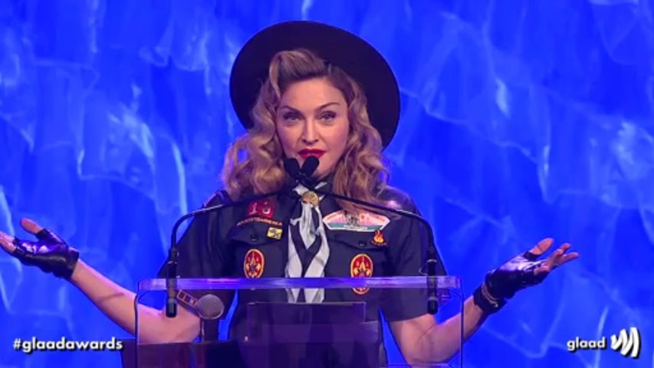 Madonna presents the Vito Russo Award to Anderson Cooper at GLAAD Media Awards
