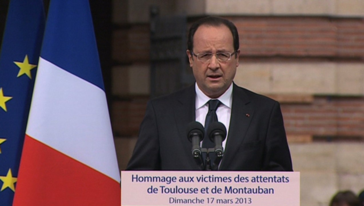 Discours du président de la République en hommage aux victimes des attentats de Toulouse et de Montauban