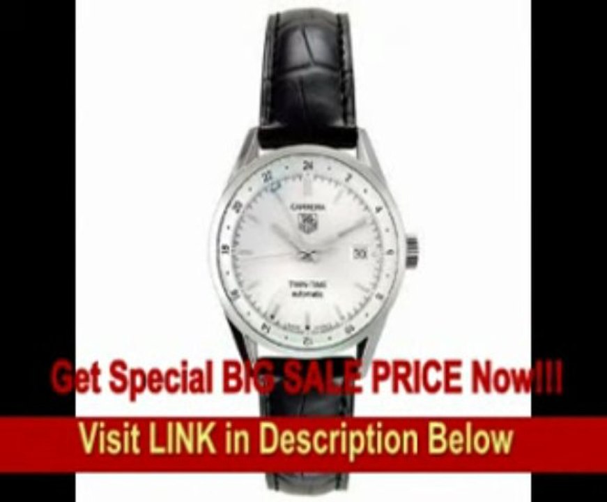 [BEST BUY] TAG Heuer Men's WV2116.FC6180 Carerra Calibre 7 Twin Time Automatic White Dial Black Crocodile Watch