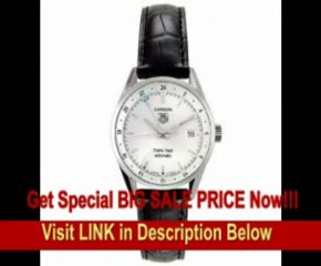 [BEST BUY] TAG Heuer Men's WV2116.FC6180 Carerra Calibre 7 Twin Time Automatic White Dial Black Crocodile Watch
