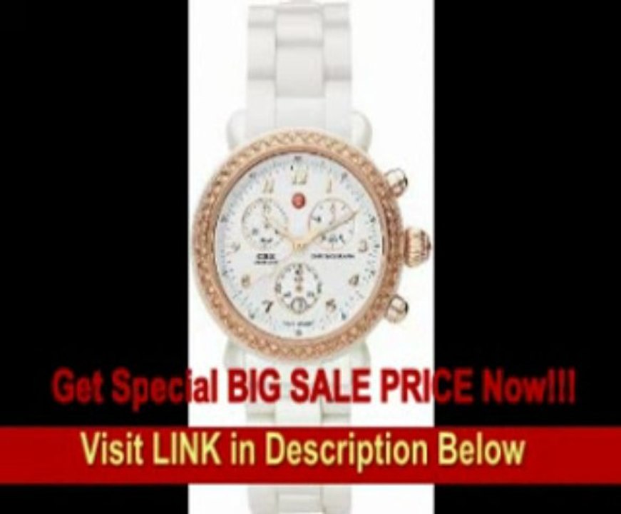 [BEST PRICE] Michele Woman's MWW03N000004 CSX Ceramic White Diamond Rose Gold Watch