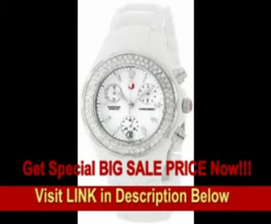 [BEST PRICE] Michele Women's MWW12A000001 Ceramic Analog Textured White Enamel and Diamonds Watch