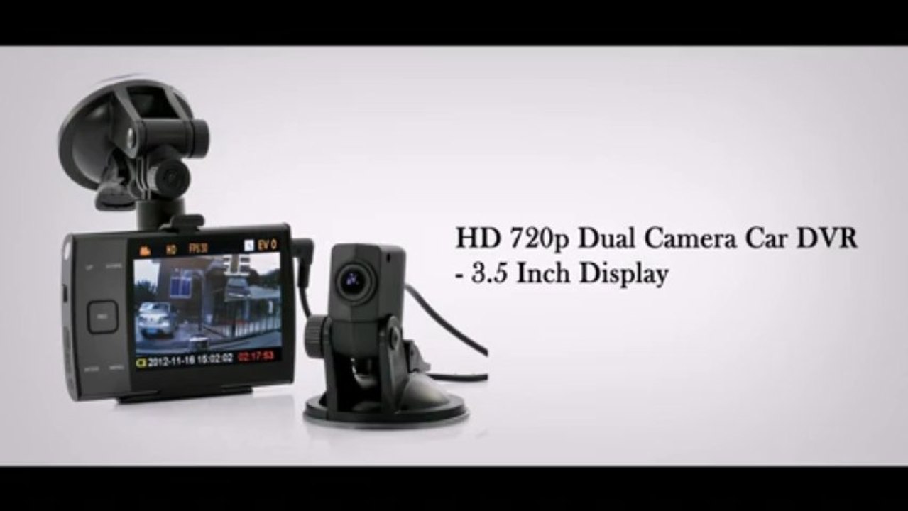 HD 720p Front and Rear Camera Car DVR Set - Dual Camera Car DVR with 1280x720 Video Resolution