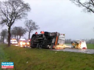 Tempête Joachim : un arbre tombe sur un camion sur la N19