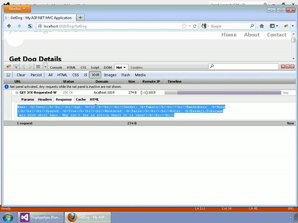 MVC 4.0 tutorial: Working with Data