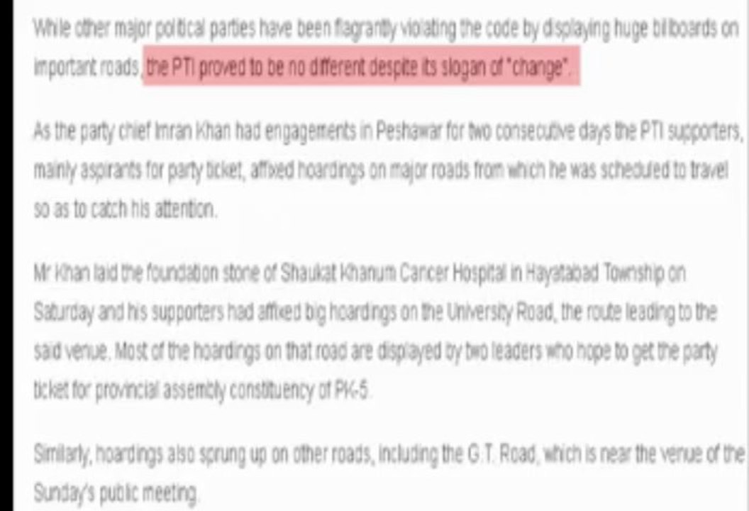 PTI tops the list of those voilating election expenditure & advertising rules