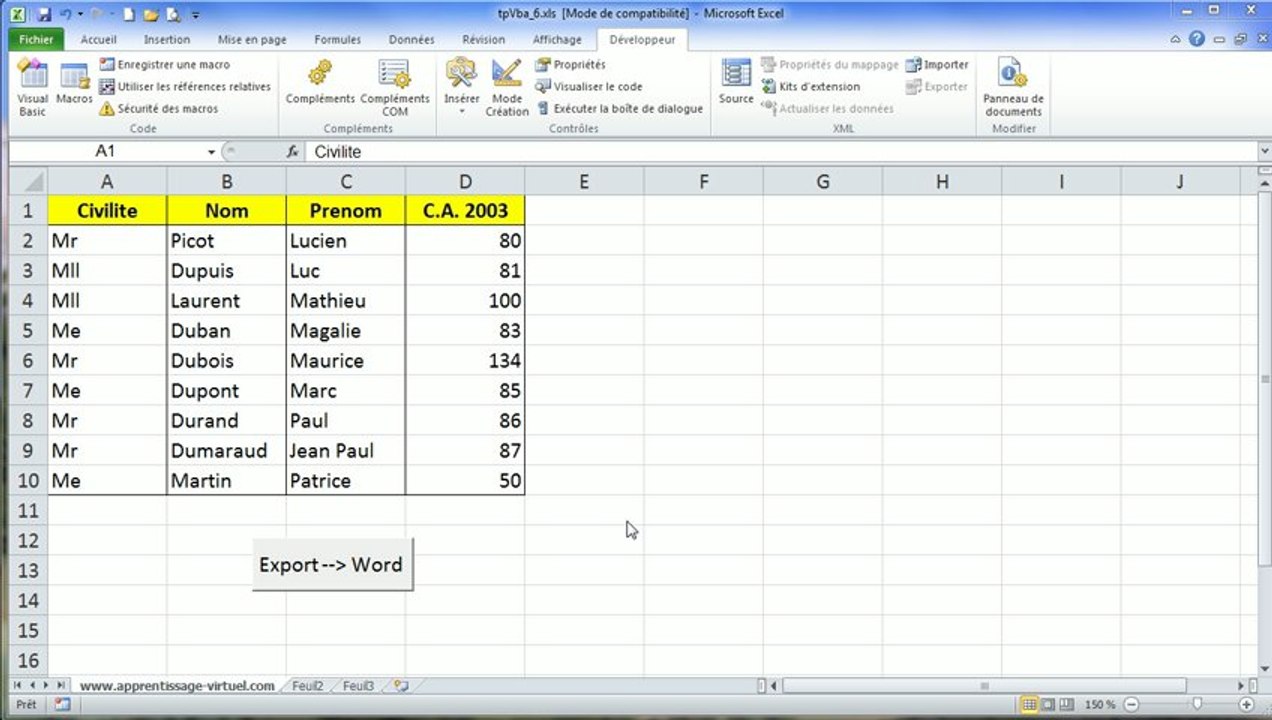 TP VBA numéro 5