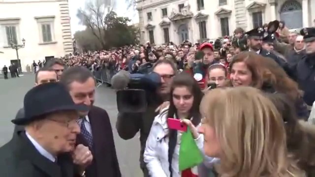 Roma - Al Quirinale Napolitano con Pietro Grasso e Laura Boldrini (17.03.13)