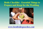 Bride Checklist – Essential Things to Prepare and Keep for the Wedding