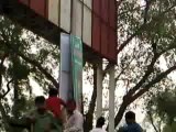 Pti banner being removed