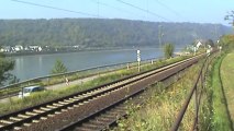 Züge bei Kamp-Bornhofen am Rhein, MWB 182, ERS 189, AT 145, 2x 152, 155, 2x 185, 2x 101, 3x 427, 2x 428