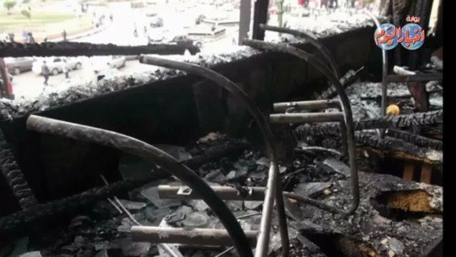 إحتراق مقر قناة الجزيرة فى التحرير