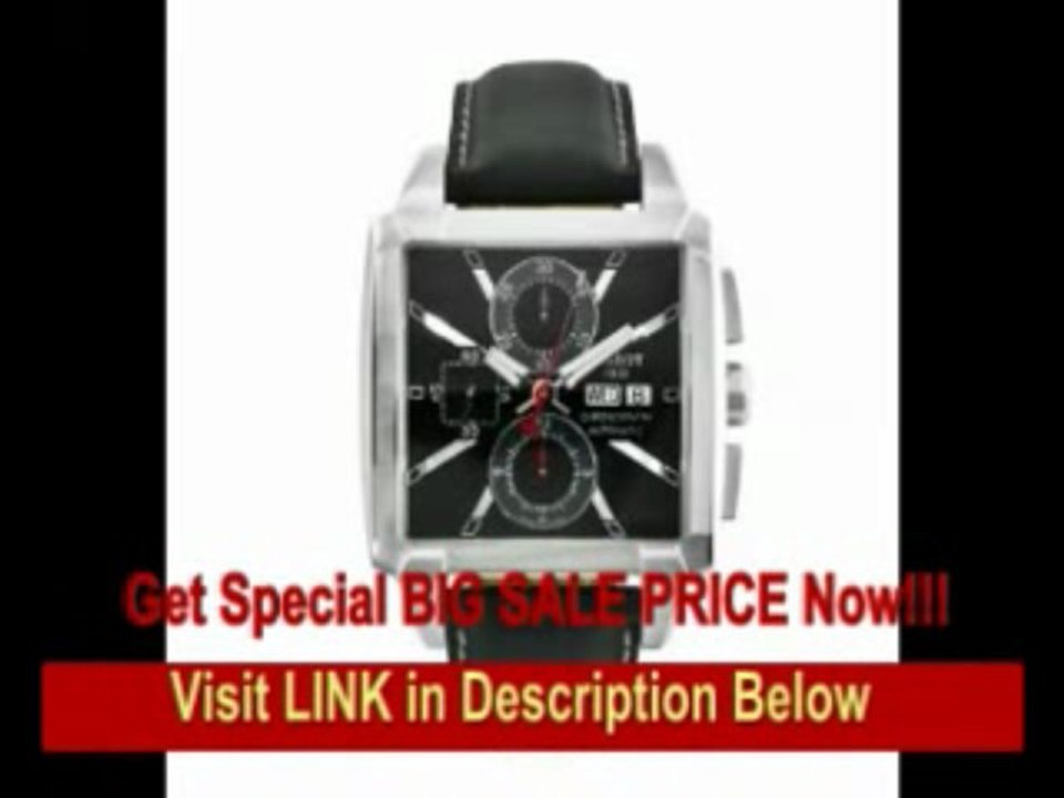 [BEST PRICE] Tissot Men's T0055141606100 Quadrato Black Leather Automatic Chronograph Watch