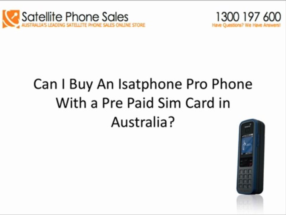 Can I Buy A Pre Paid Isatphone Pro Option In Australia
