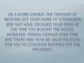 Thinking of Renting Out Your Home A Few Things to Consider